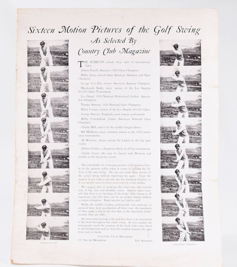 Item #10584 Sixteen Motion Pictures of the Golf Swing. Country Club magazine.