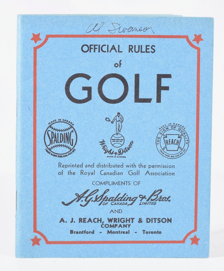 Item #11300 Official Rules of Golf. Spalding.