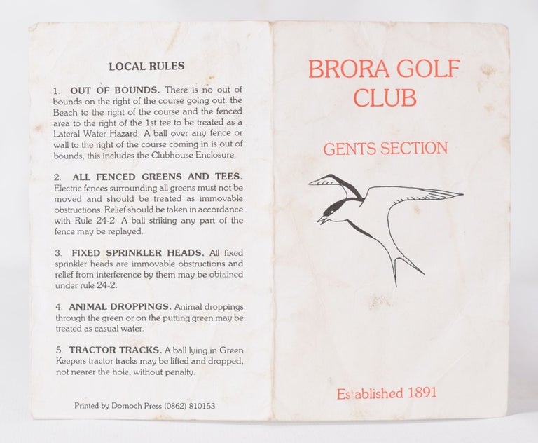 Item #11402 Brora Golf Club. Scorecard.