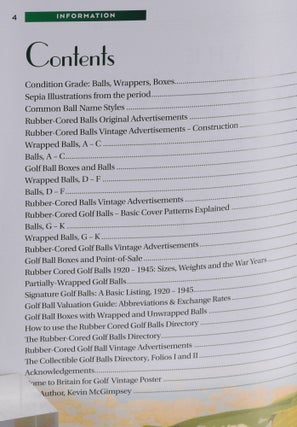 The Collectible Golf Balls Directory. Folio 3: Rubber-cored Golf Balls A-K 1920-1945 Gatsby edition.