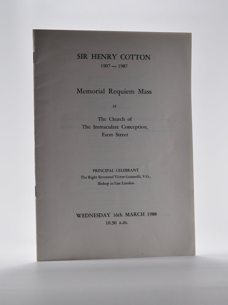 Item #3572 Sir Henry Cotton Memorial Requim Mass Programme from 1988. Henry Cotton.