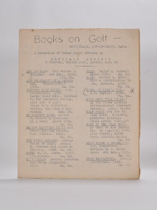 Item #5094 Specialist in secondhand, out of print and rare books on Golf. Reginald Addison