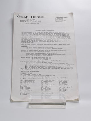 Item #5470 Golf book catalogues. Philip A. Truett