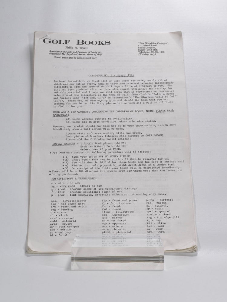 Item #5470 Golf book catalogues. Philip A. Truett.
