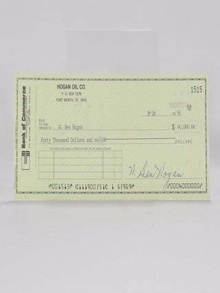 Item #6159 Ben Hogan Oil Co. autographed cheque. Ben Hogan