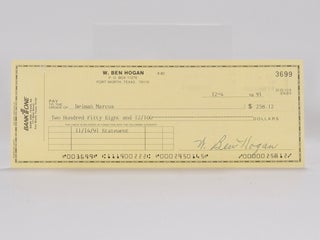 Item #6163 Bank One signed/ autographed cheque. Ben Hogan