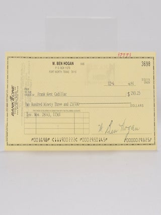 Bank One signed/ autographed cheque