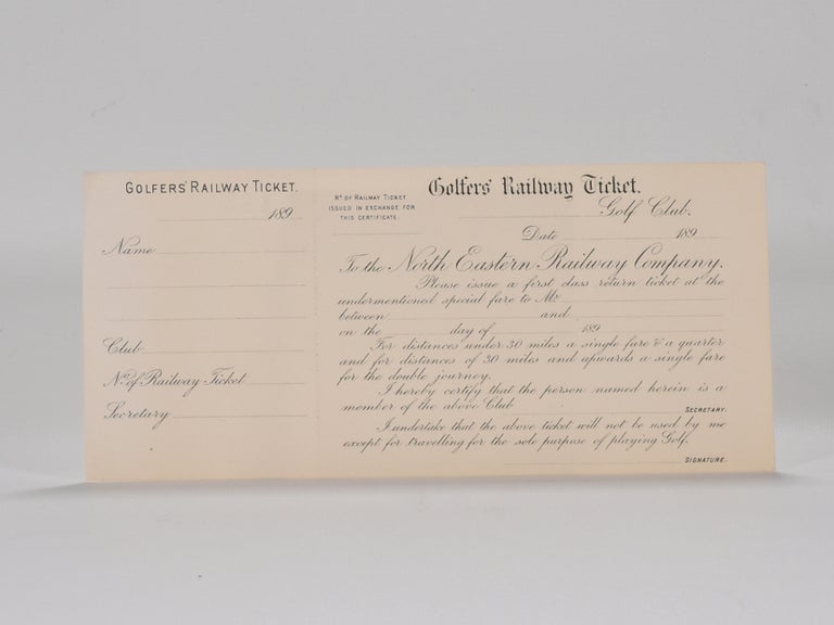 Item #6293 Golfers Railway Ticket. North Eastern Railway Company.