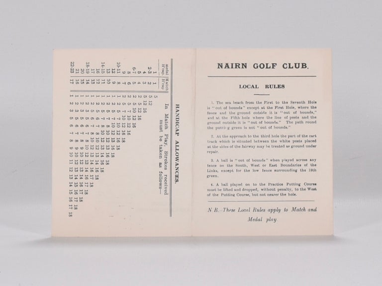 Item #6397 Scorecard. Nairn Golf Club.