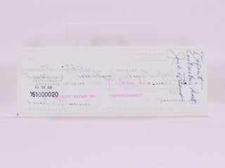 Bank of White Sulpur Springs signed/ autographed cheque