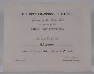 Item #6731 I Beat "Ben Hogan" certificate "Carnoustie 1953" Ben Hogan