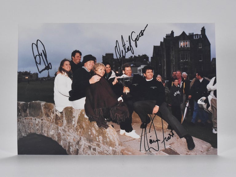 Item #6847 Photograph signed Dunhill cup victory. Ernie Ells, David, Frost, Retief, Goosen.