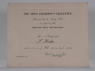 Item #6902 I Beat "Bobby Locke" certificate "Royal Lytham and St. Annes 1952" Bobby Locke