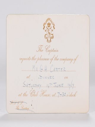 The Royal Liverpool Golf Club 1869-1969: Centenary Dinner, plus invitation