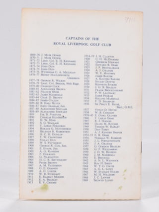 The Royal Liverpool Golf Club 1869-1969: Centenary Dinner, plus invitation