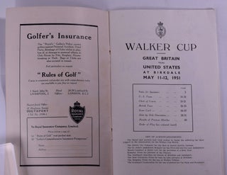 Walker Cup 1951 Official Golf Programme.