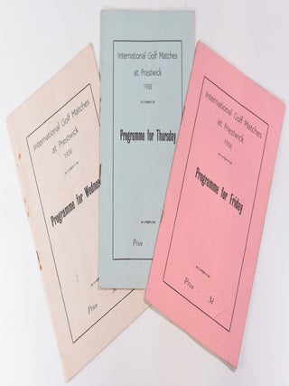 Item #7786 International Golf Matches at Prestwick 1936; 3 programme complete set. British Golf...