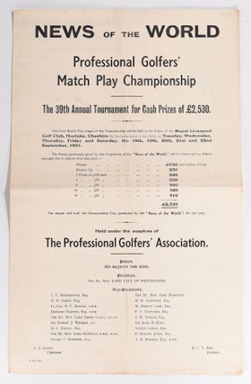 Item #8400 Professional Match Play Championship. News of the World