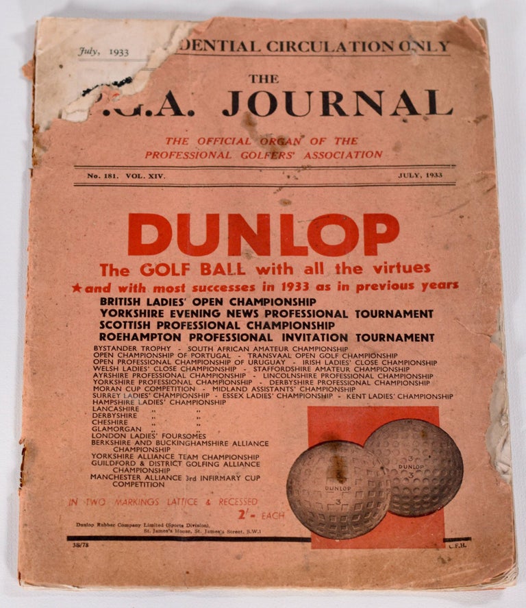 Item #9117 The P.G.A. Journal. July 1933; The Official Organ of the Professional Golfers Association. Professional Golfers Association.