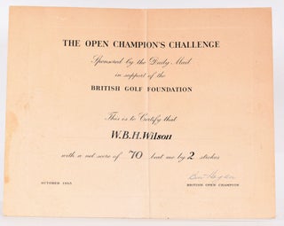 Item #9123 I Beat "Ben Hogan" certificate "Carnoustie 1953" Ben Hogan